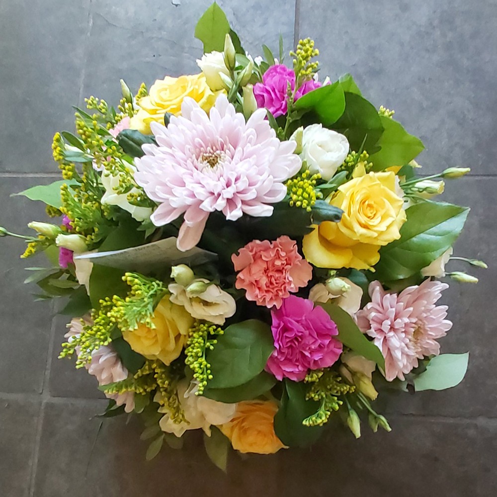 Yellow, Pink and cream Posy