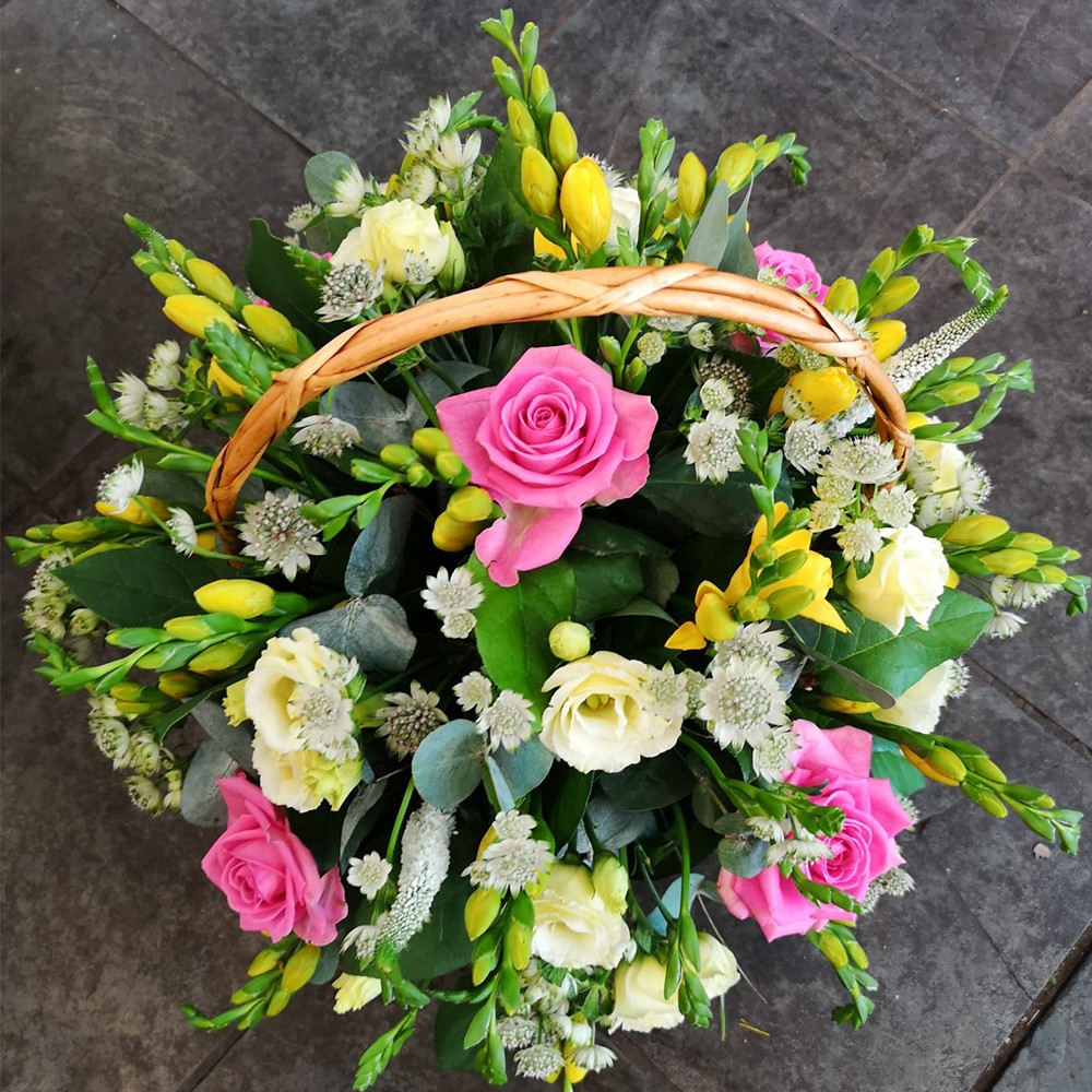 Pink and Yellow Sympathy Basket
