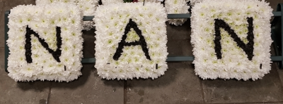 nan based letters - All based letter tributes can be made in any colours of your choosing and we can create any word.

All letters are £55 each